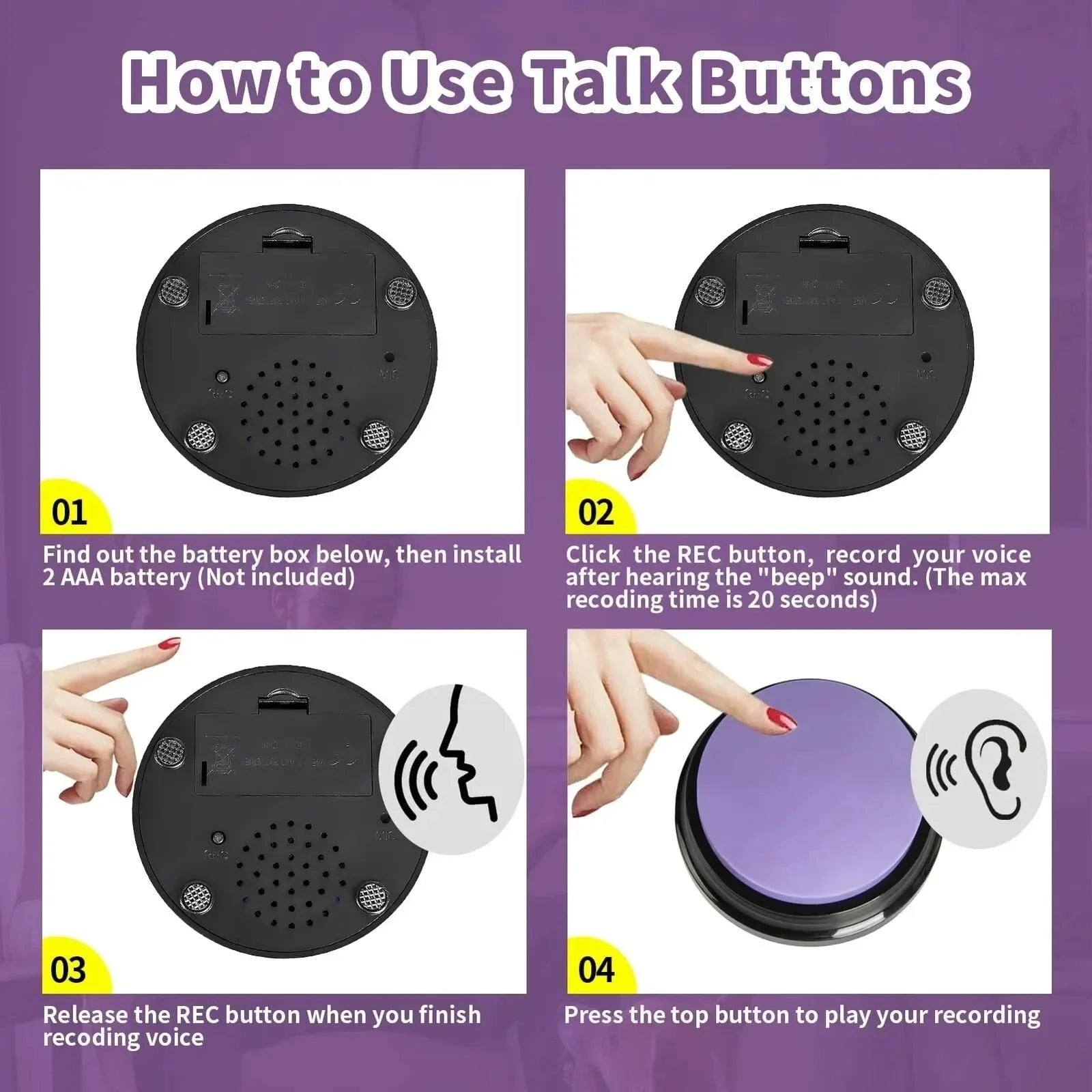 8PCS Pet Voice Recording Buttons – Dog Communication