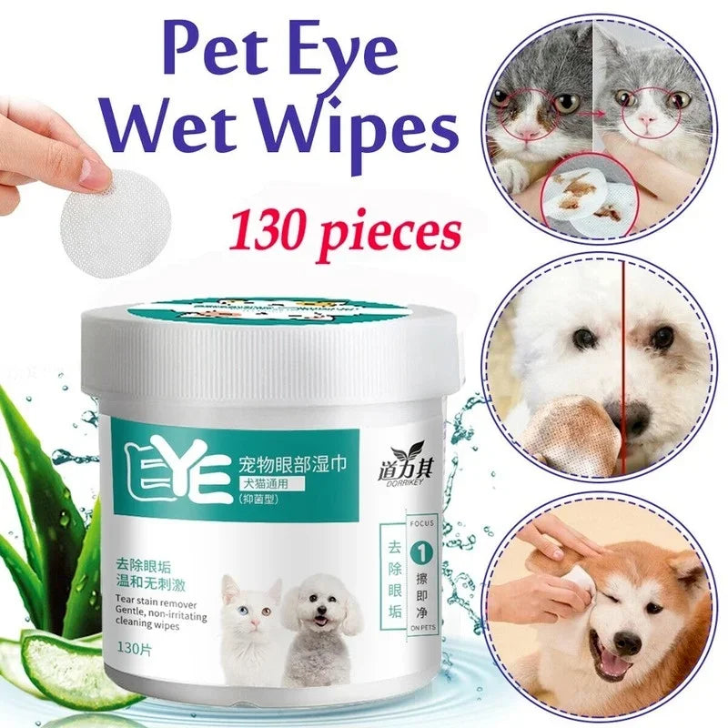 130pcs Pet Eye & Tear Stain Cleaning Wipes