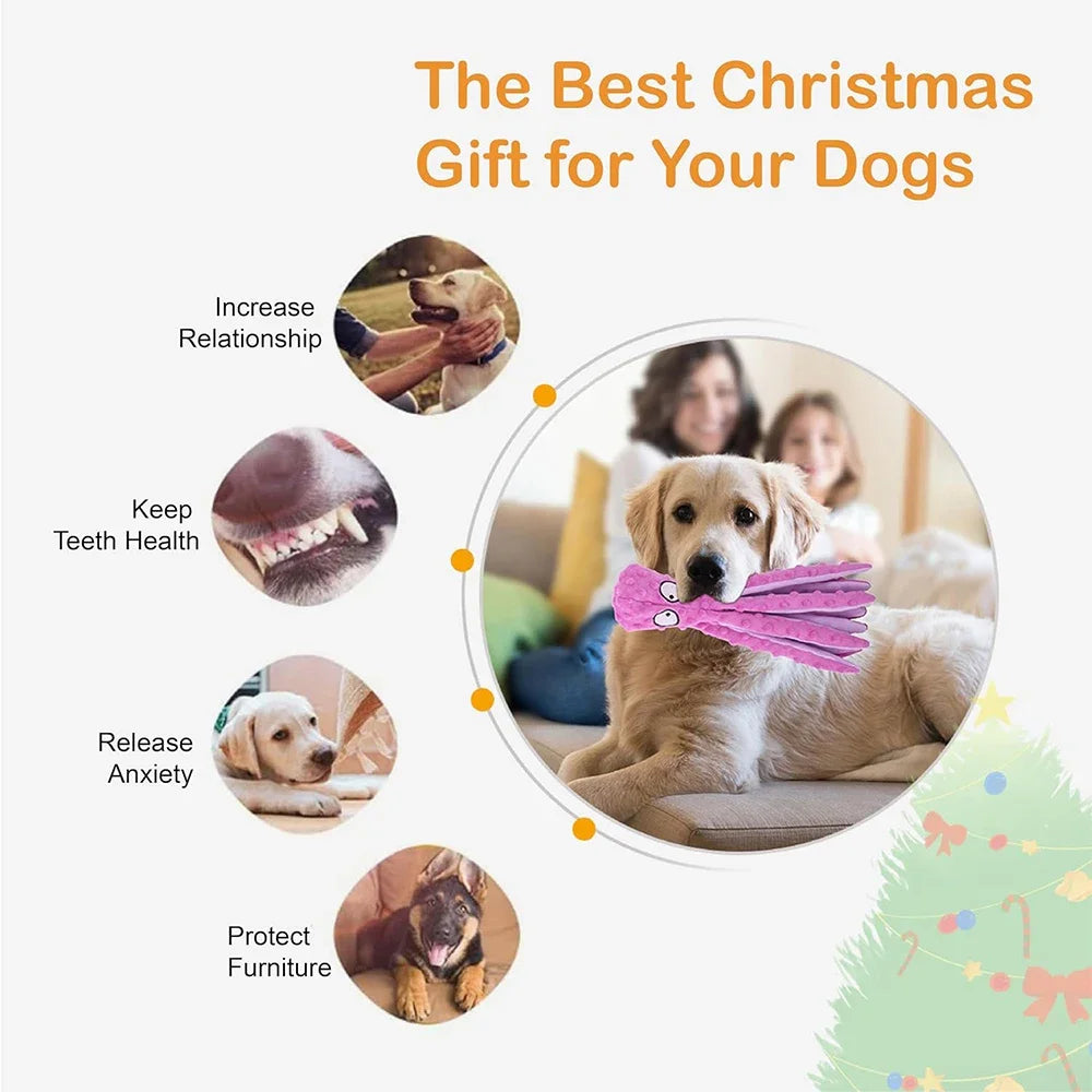 Octopus Plush Dog Toy – Squeaky Chew Toy