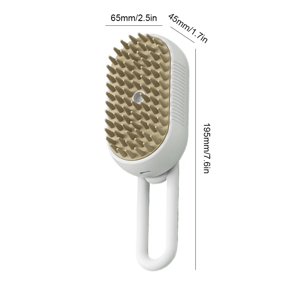 3-in-1 Electric Steam Pet Brush – USB Rechargeable