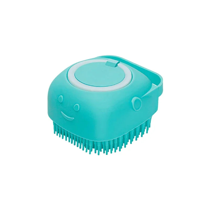 Pet Bathing Massage Brush – Silicone Shampoo Dispenser