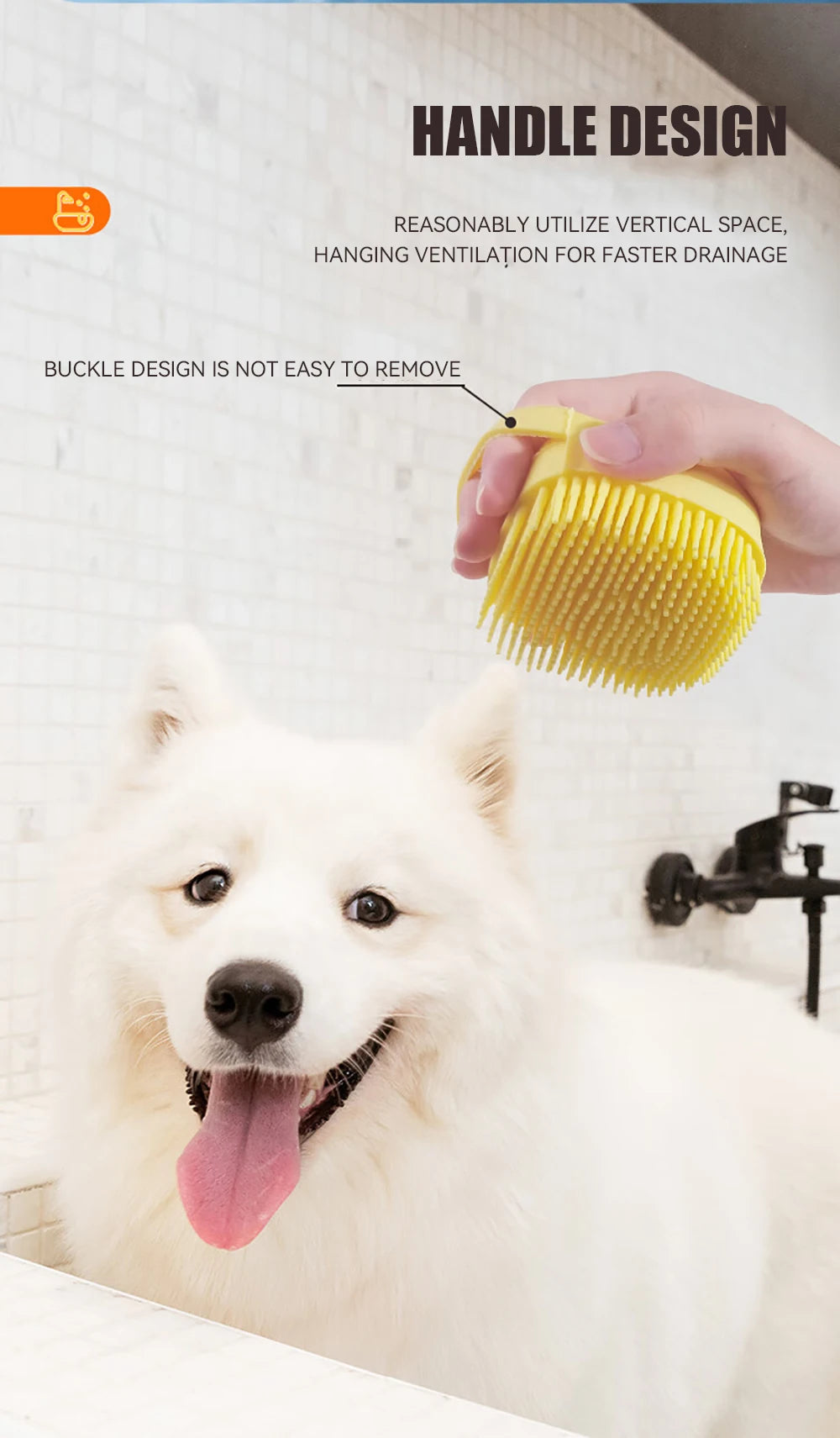 Pet Bathing Massage Brush – Silicone Shampoo Dispenser