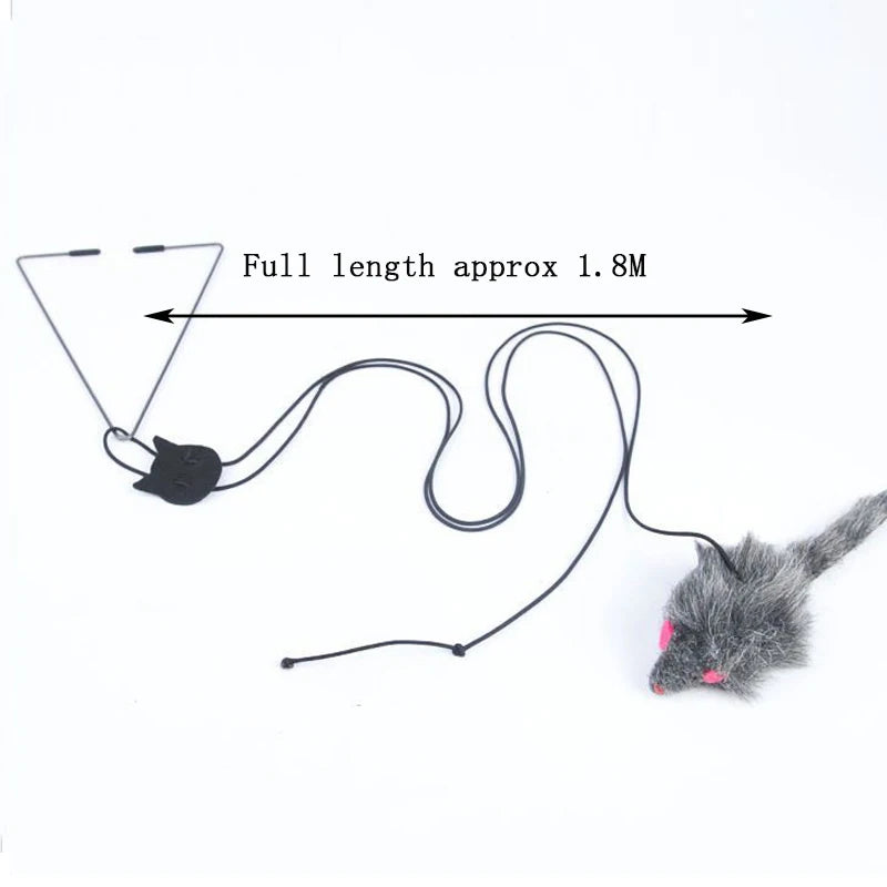 Hanging Door Mouse Cat Teaser Toy – Elastic Clip