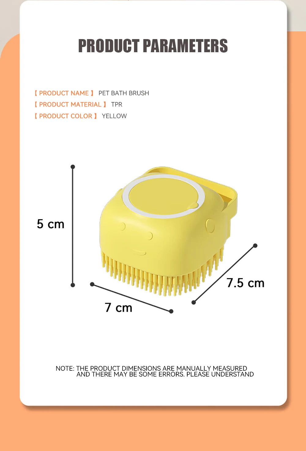 Pet Bathing Massage Brush – Silicone Shampoo Dispenser