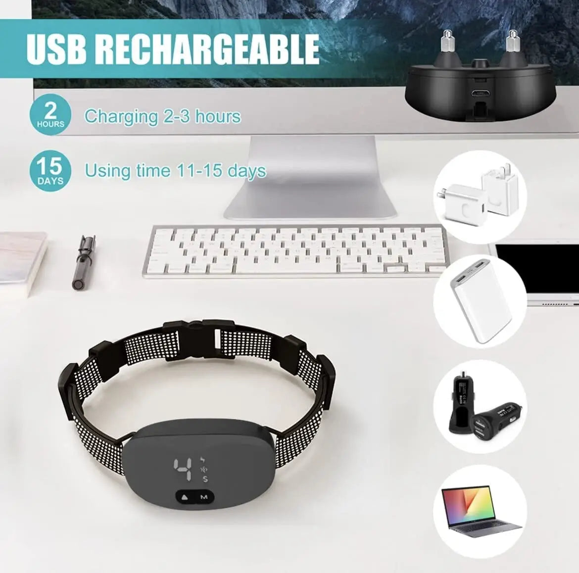 Anti-Bark Dog Training Collar – Electric, Vibration & Sound