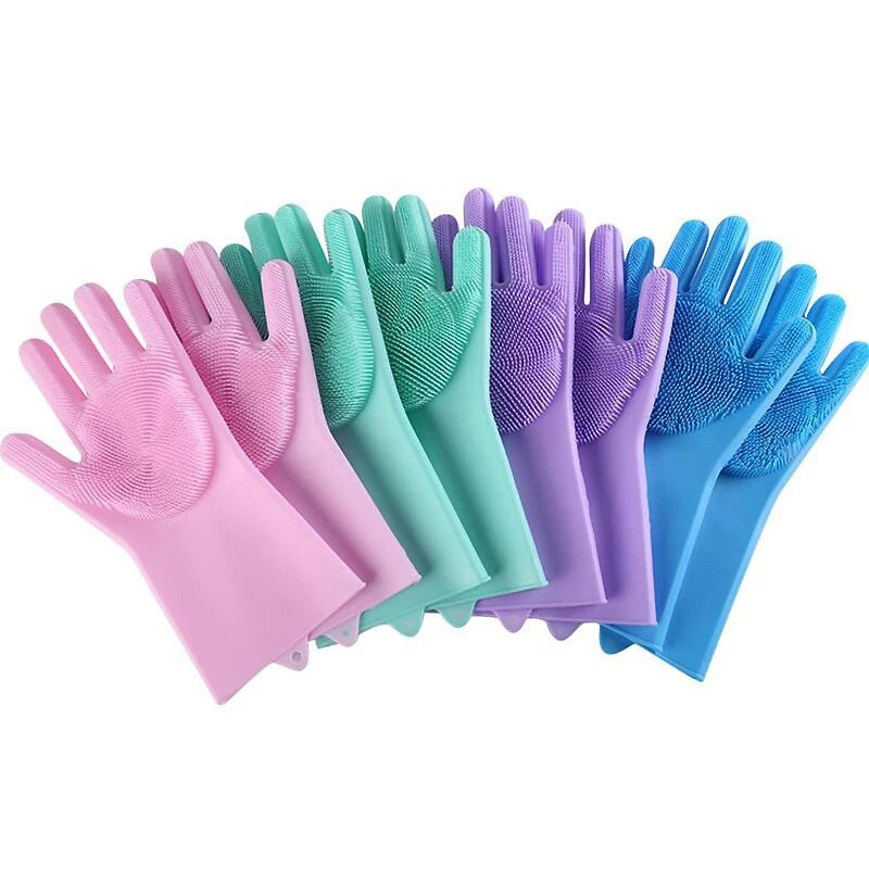 Silicone Pet Grooming Gloves – Hair Removal & Bathing
