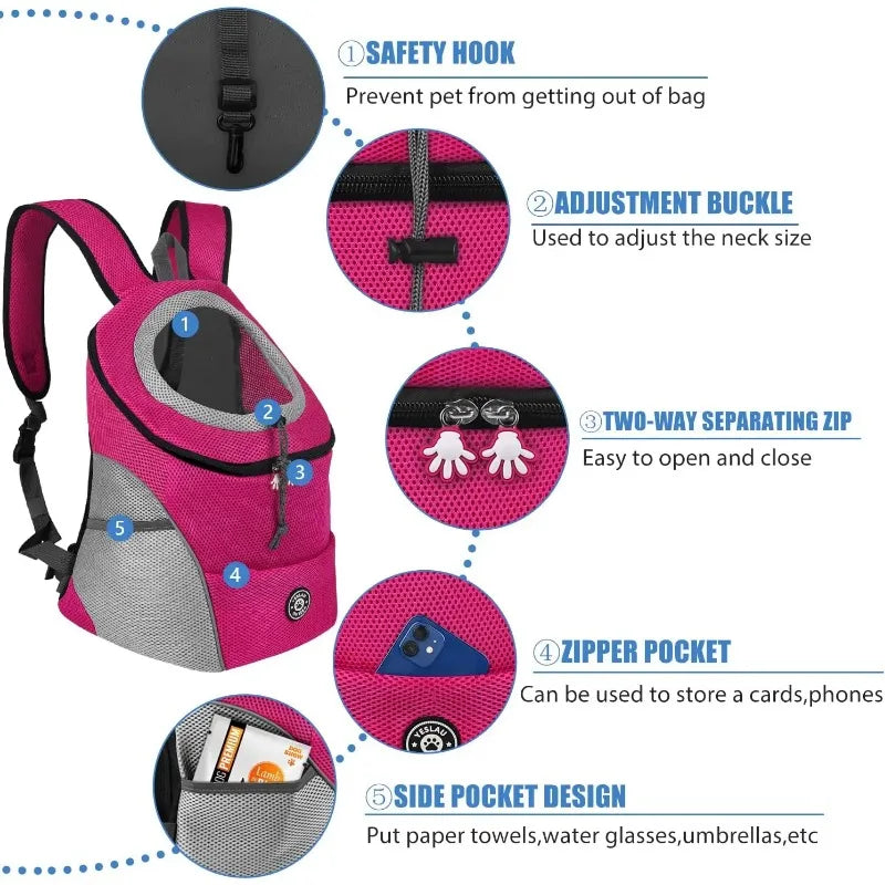 Double Shoulder Pet Carrier Backpack – Front Mesh Bag