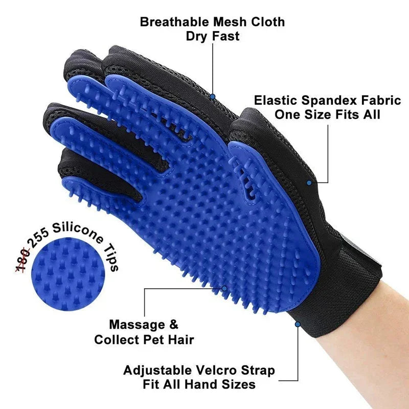 Silicone Pet Grooming Gloves – Hair Removal & Bathing