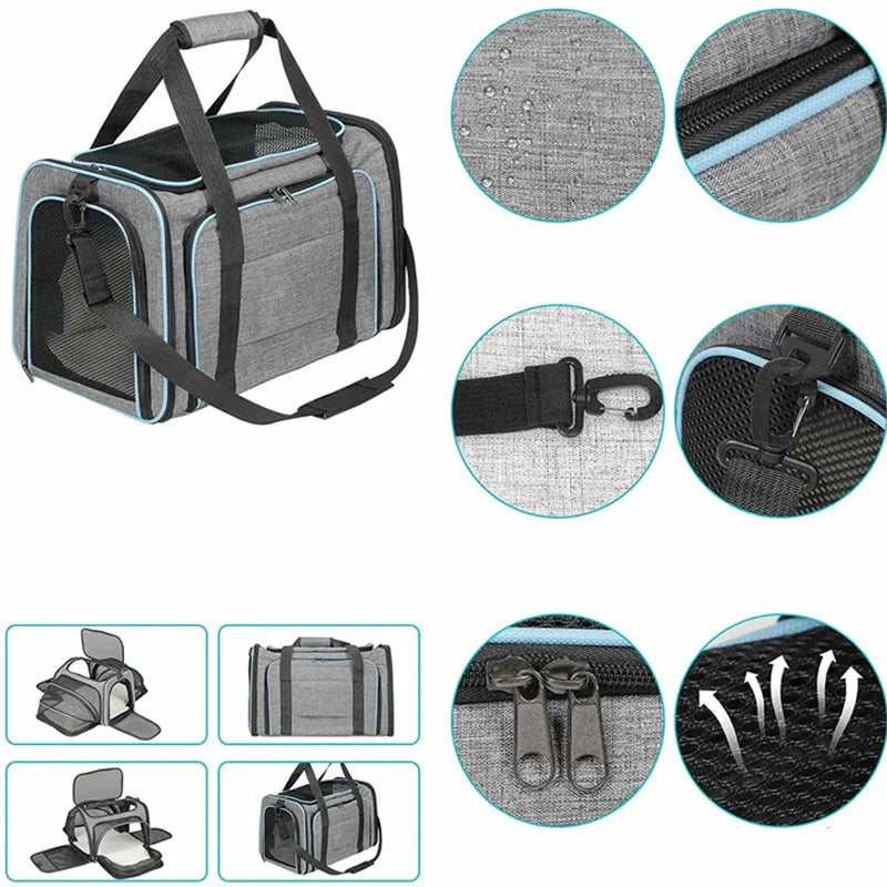 Foldable Pet Carrier Bag – Breathable Mesh Travel Bag