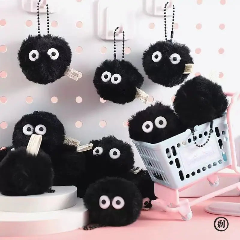 Plush Coal Ball Keychain – 5/10pcs Cartoon Bag Pendant