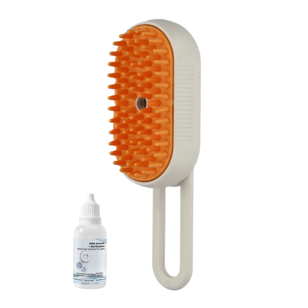 3-in-1 Electric Steam Pet Brush – USB Rechargeable