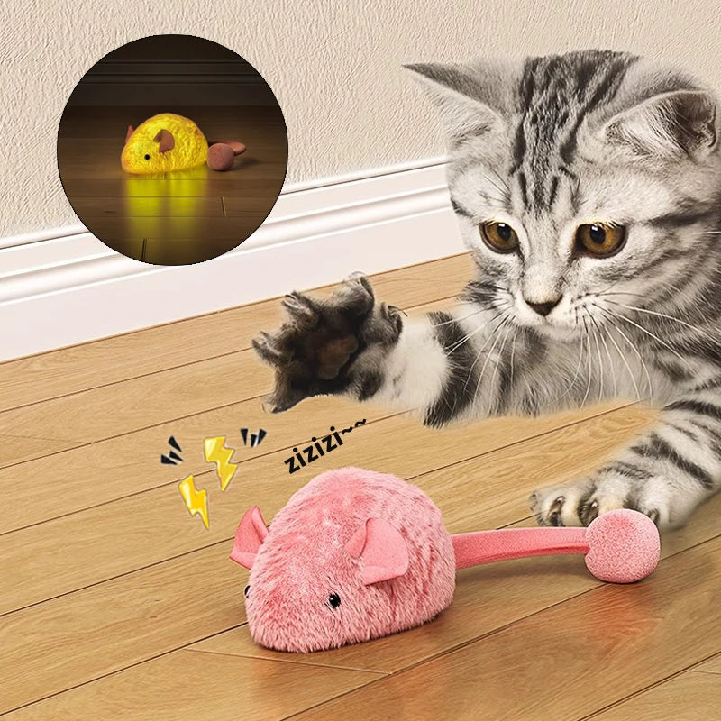 Interactive Plush Mouse Cat Toys Simulation Mice Kitten Self-Playing Plush Toys Indoor Pet Cats Chew Toy