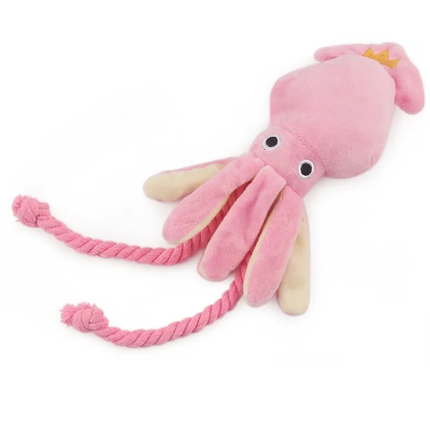 Squid Plush Dog Chew Toy – Squeaky Rope Toy