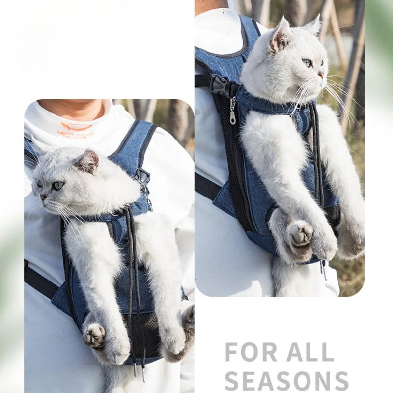 Double Shoulder Mesh Pet Carrier Backpack – Portable Travel Bag