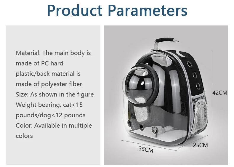 Transparent Space Capsule Pet Backpack – Portable Carrier