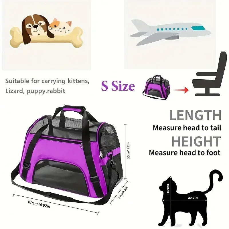 Portable Pet Carrier Bag – Breathable Travel Handbag
