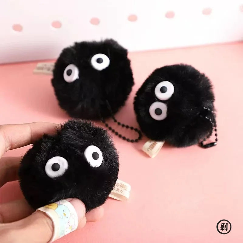Plush Coal Ball Keychain – 5/10pcs Cartoon Bag Pendant
