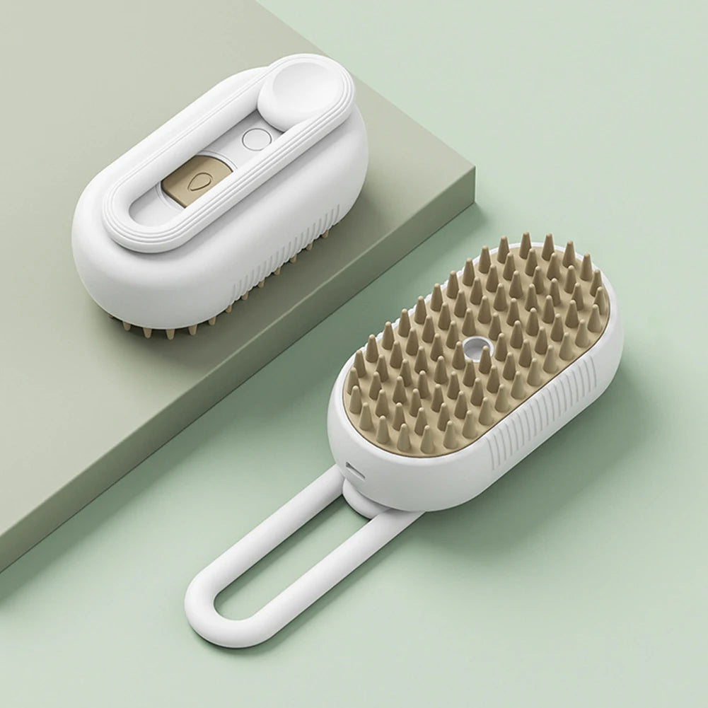 3-in-1 Electric Steam Pet Brush – USB Rechargeable