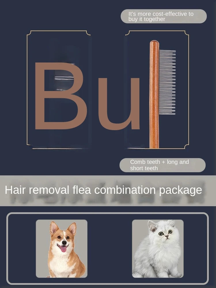 Stainless Steel Cat Comb – Wooden Handle Pet Grooming Tool