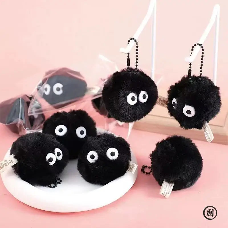 Plush Coal Ball Keychain – 5/10pcs Cartoon Bag Pendant