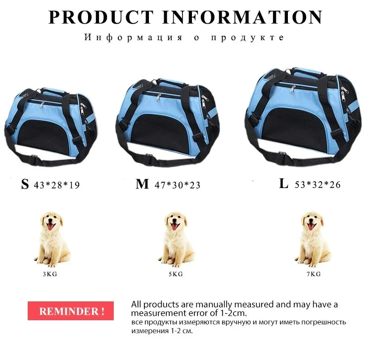Portable Pet Carrier Bag – Breathable Travel Handbag