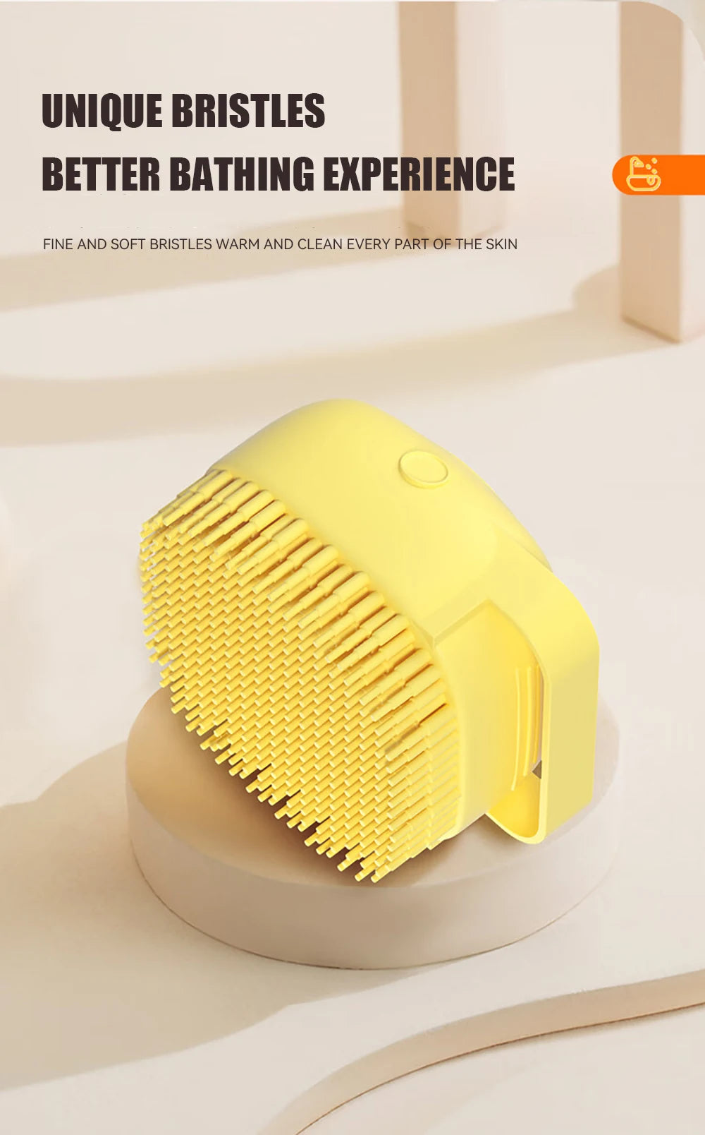 Pet Bathing Massage Brush – Silicone Shampoo Dispenser
