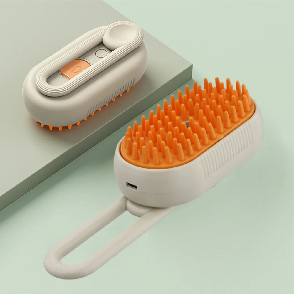 3-in-1 Electric Steam Pet Brush – USB Rechargeable
