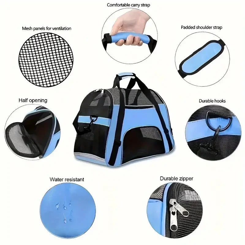 Portable Pet Carrier Bag – Breathable Travel Handbag