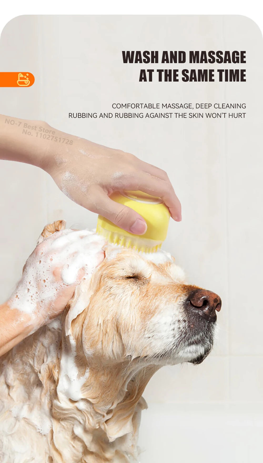 Pet Bathing Massage Brush – Silicone Shampoo Dispenser