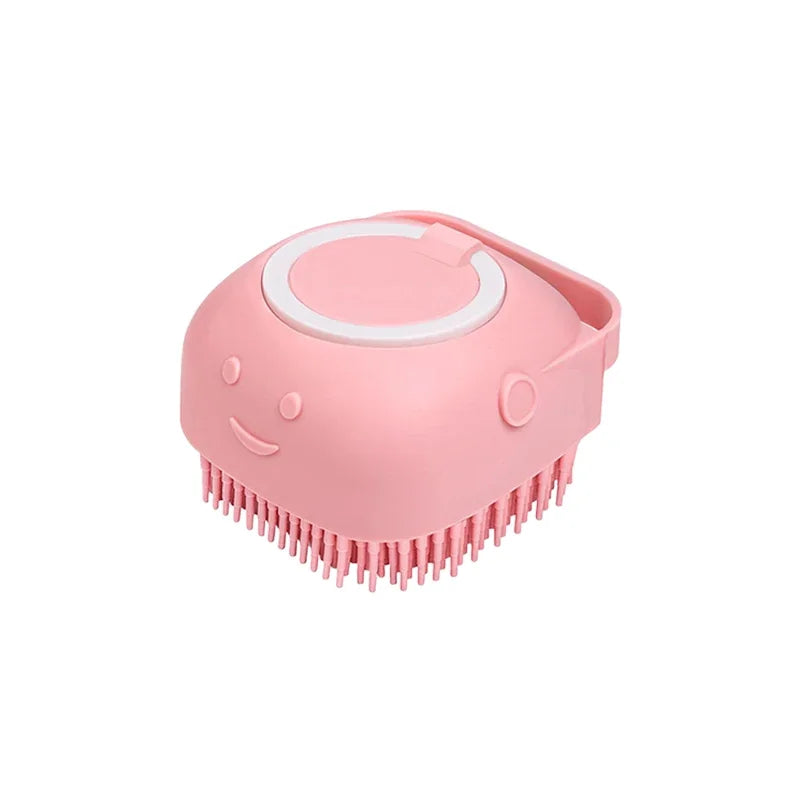 Pet Bathing Massage Brush – Silicone Shampoo Dispenser