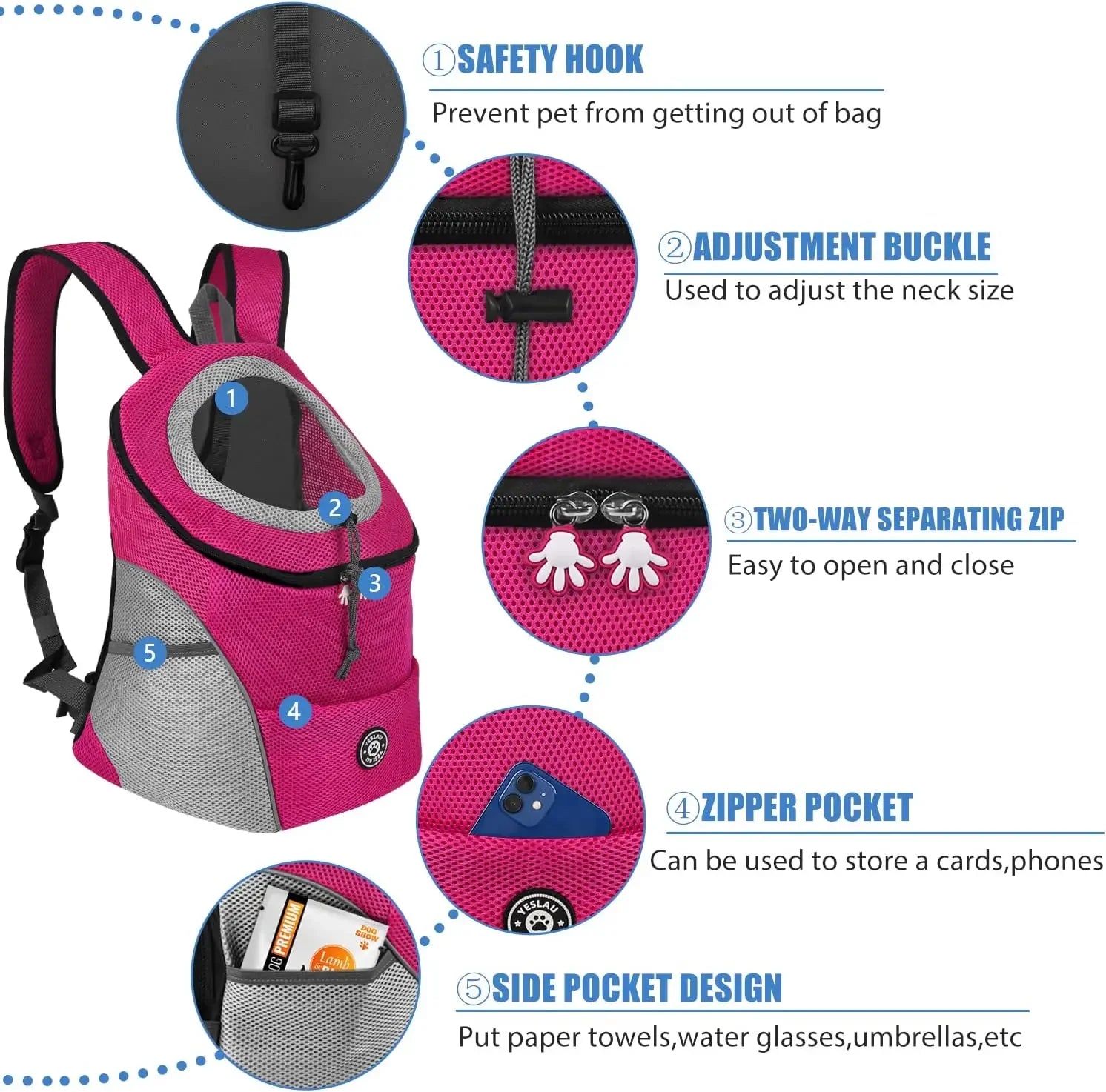Double Shoulder Pet Carrier Backpack – Front Mesh Bag