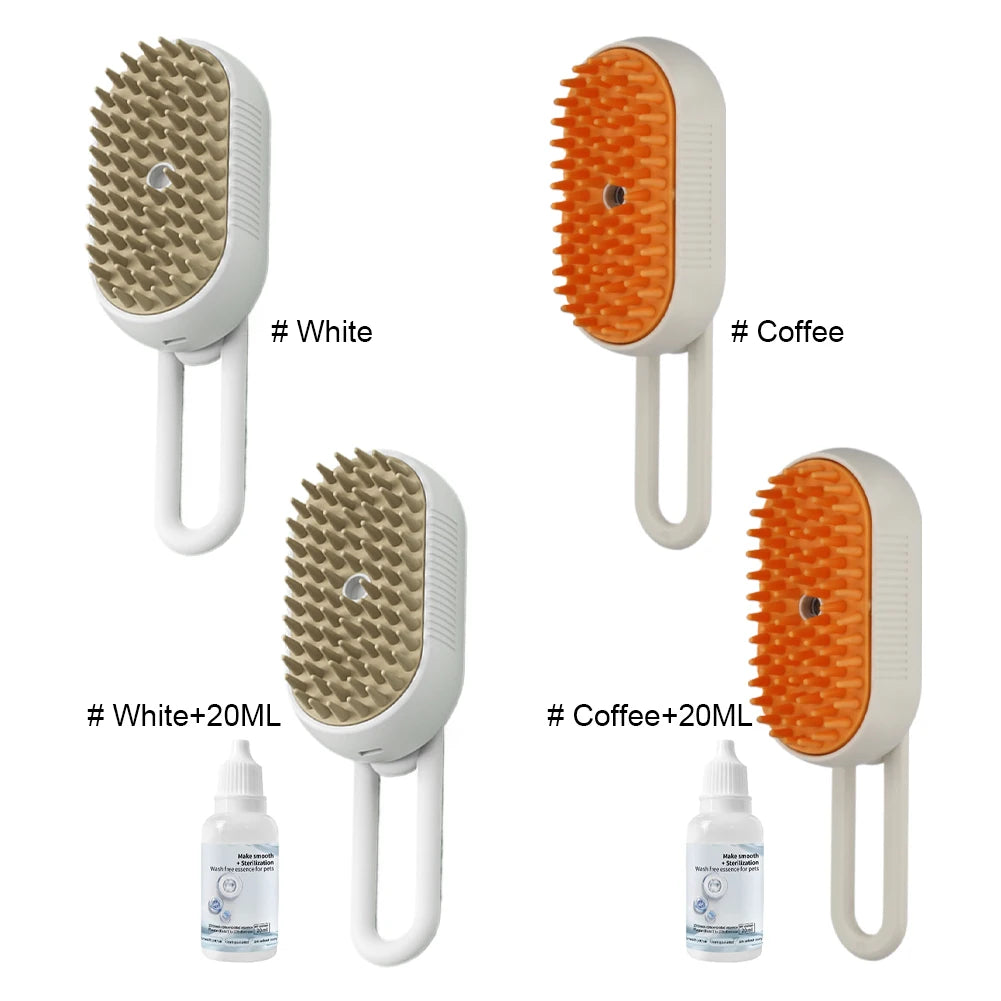 3-in-1 Electric Steam Pet Brush – USB Rechargeable