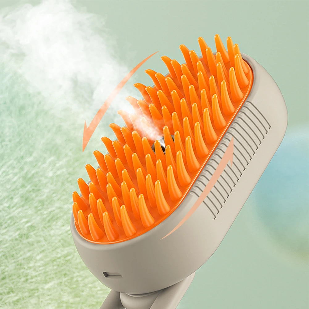 3-in-1 Electric Steam Pet Brush – USB Rechargeable