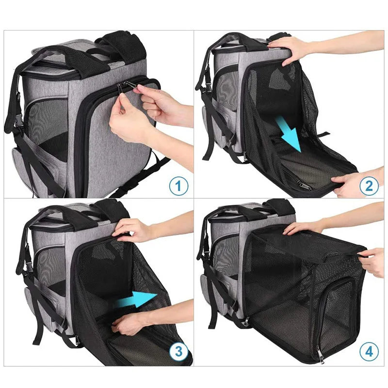 Expandable Foldable Pet Carrier Backpack – Large Capacity