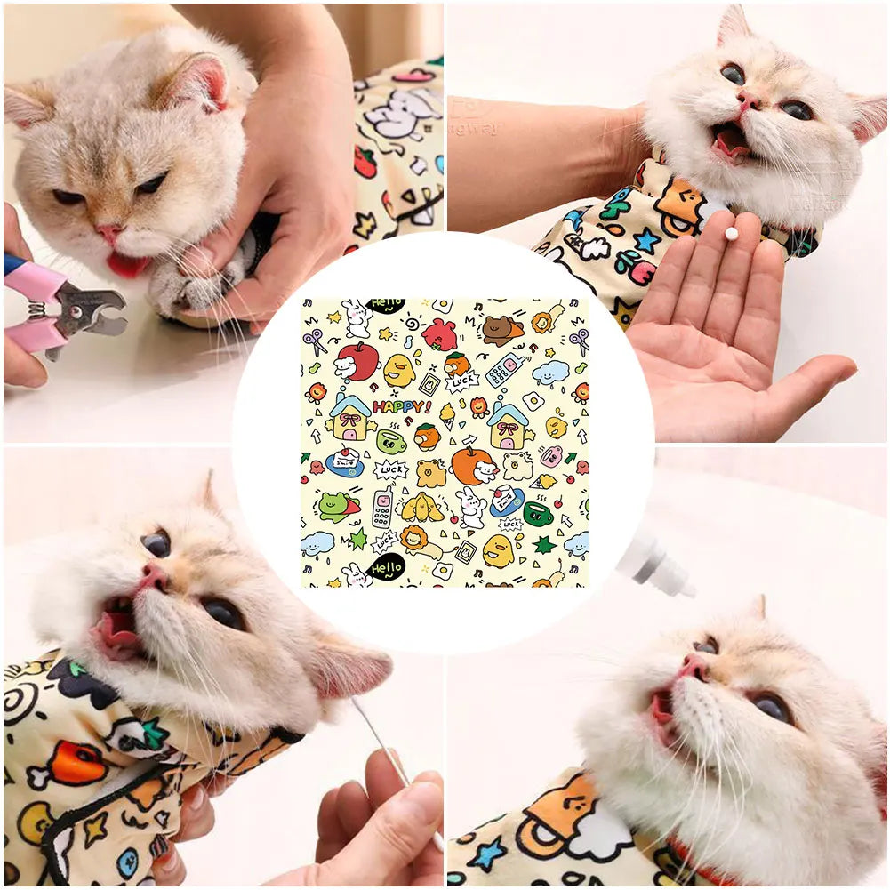 Self-Adherent Cat Grooming Wrap – Anti-Scratch & Escape