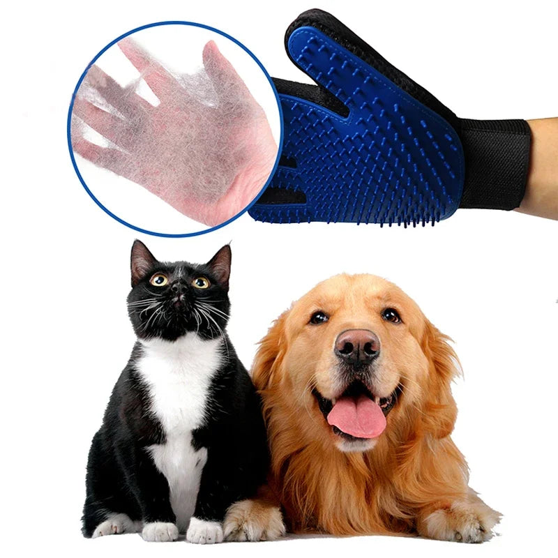 Silicone Pet Grooming Gloves – Hair Removal & Bathing