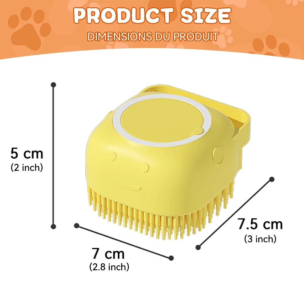 Pet Bathing Massage Brush – Silicone Shampoo Dispenser