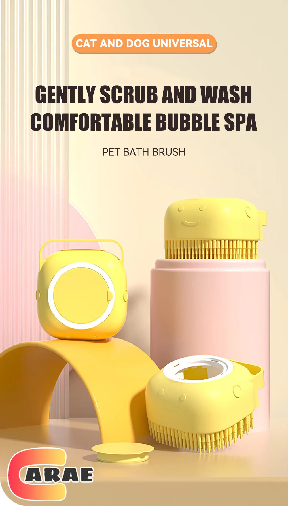 Pet Bathing Massage Brush – Silicone Shampoo Dispenser