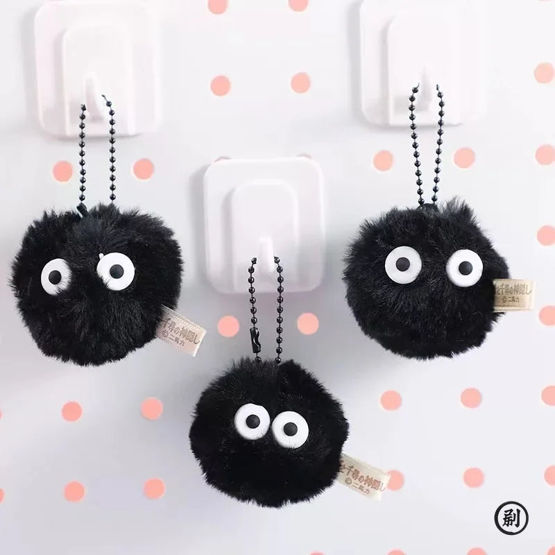 Plush Coal Ball Keychain – 5/10pcs Cartoon Bag Pendant