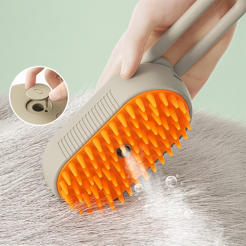 3-in-1 Electric Steam Pet Brush – USB Rechargeable