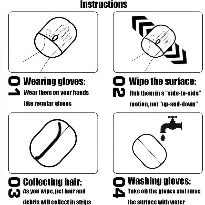 Static Pet Hair Removal Gloves – Multi-Surface Grooming
