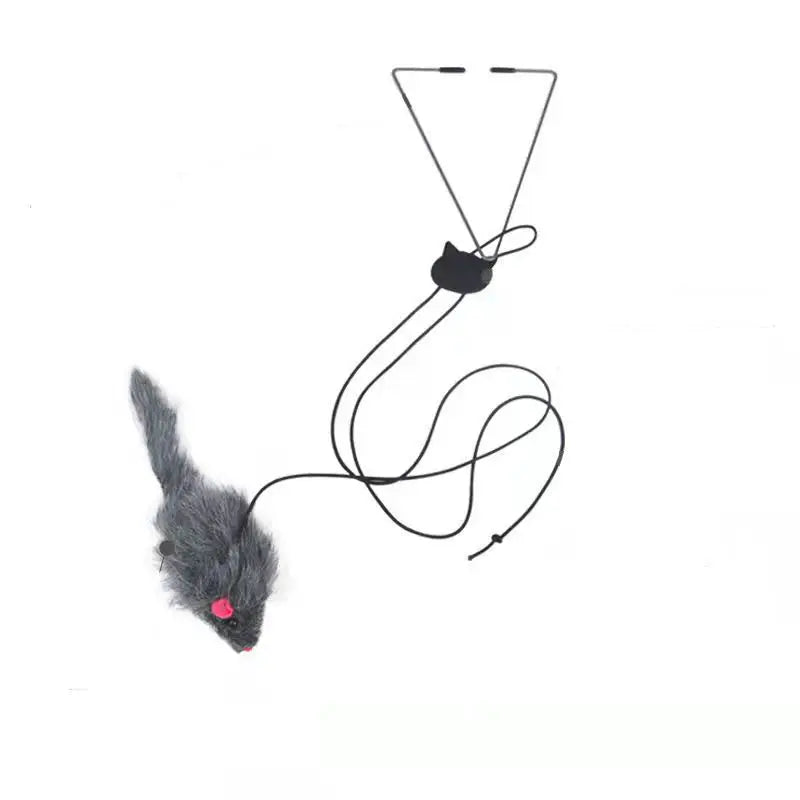 Hanging Door Mouse Cat Teaser Toy – Elastic Clip