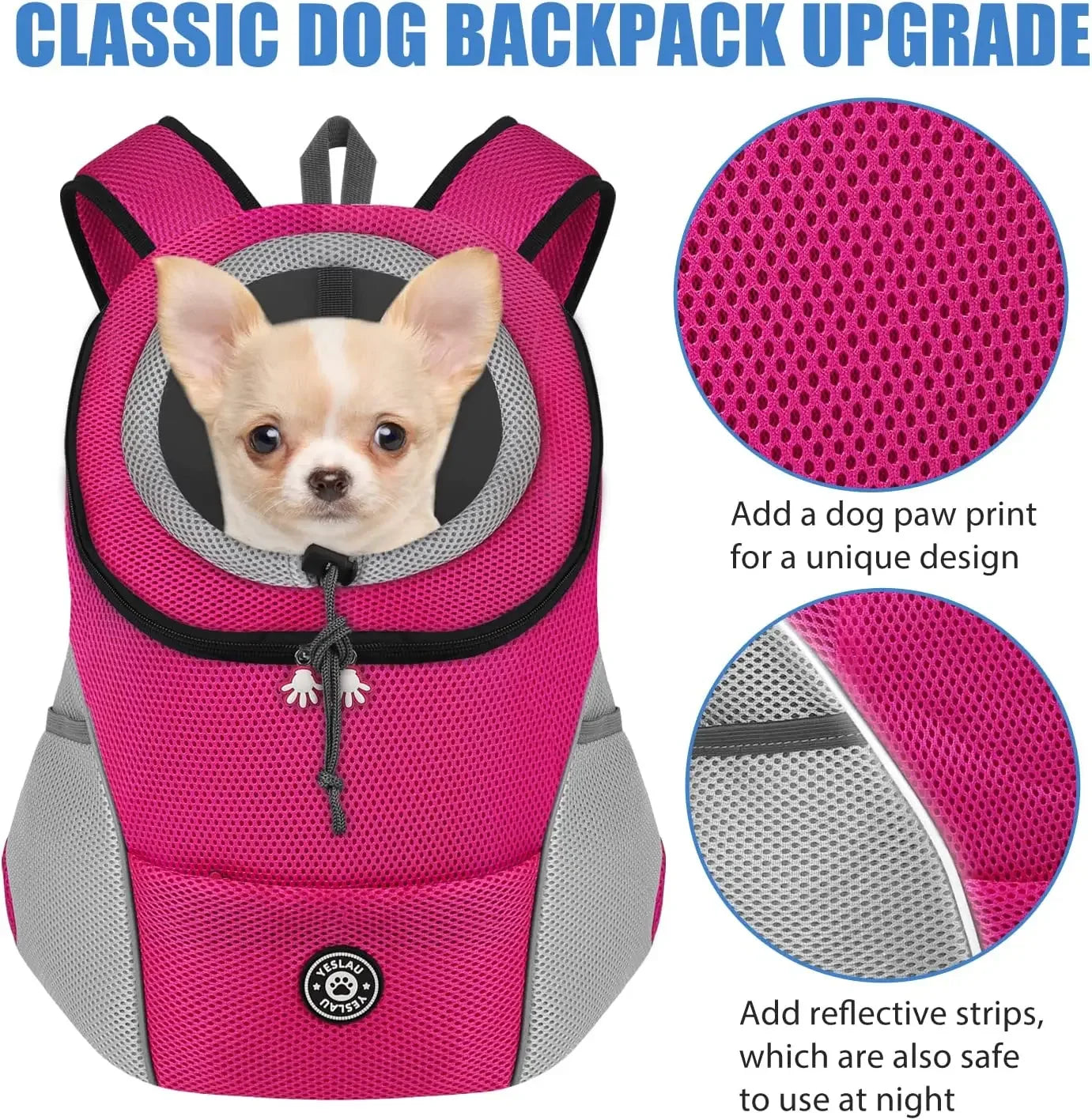 Double Shoulder Pet Carrier Backpack – Front Mesh Bag