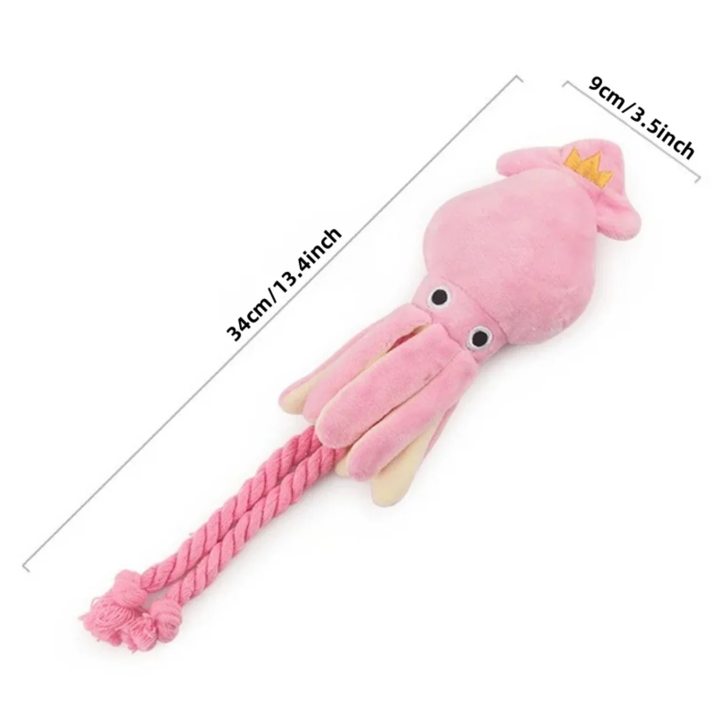 Squid Plush Dog Chew Toy – Squeaky Rope Toy